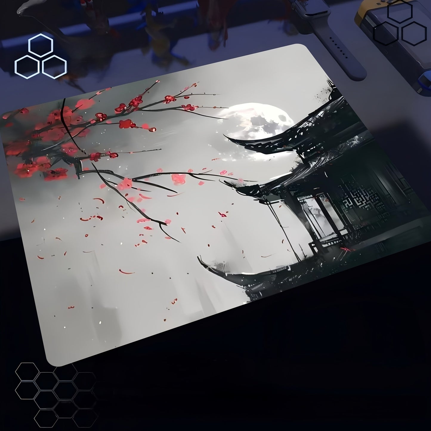 Tapis de souris en Verre Temple Arbre Rouge