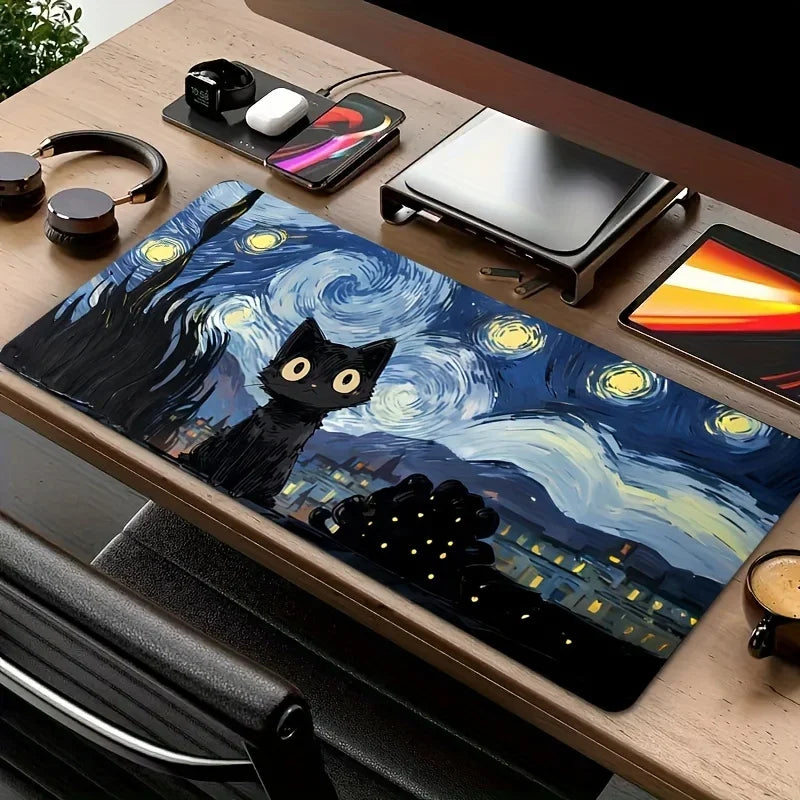 Tapis de souris XXL Chat de Nuit Étoilée