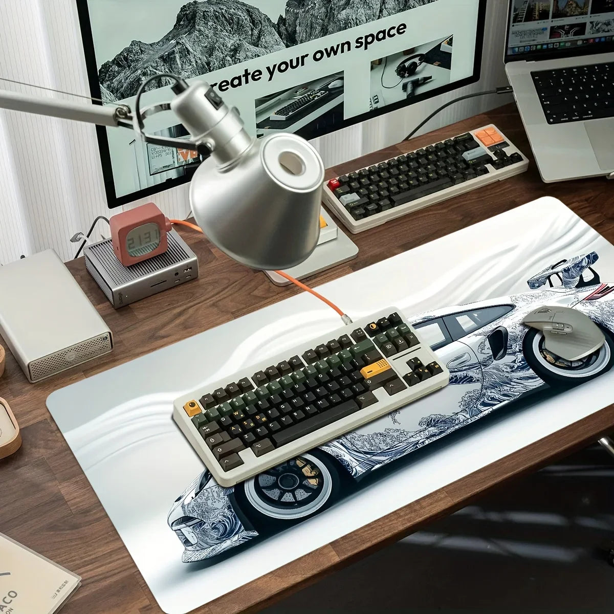 Tapis de souris XXL Style Porsche Bleu Marine