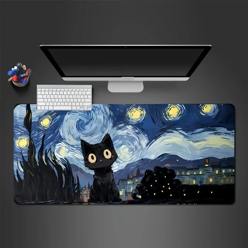 Tapis de souris XXL Chat de Nuit Étoilée