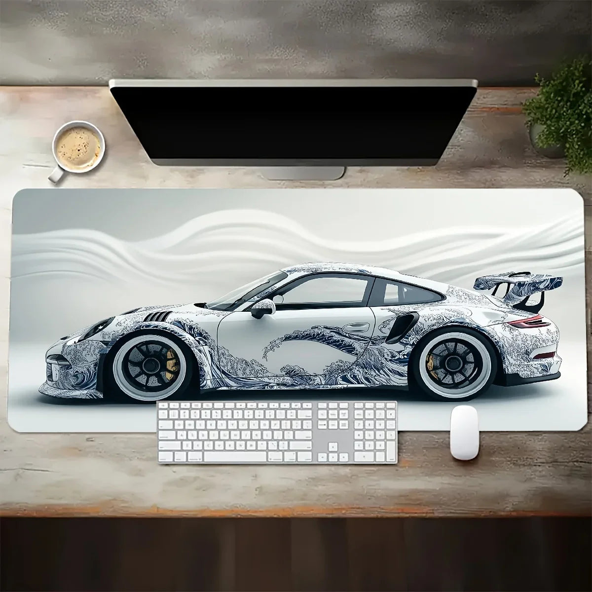 Tapis de souris XXL Style Porsche Bleu Marine