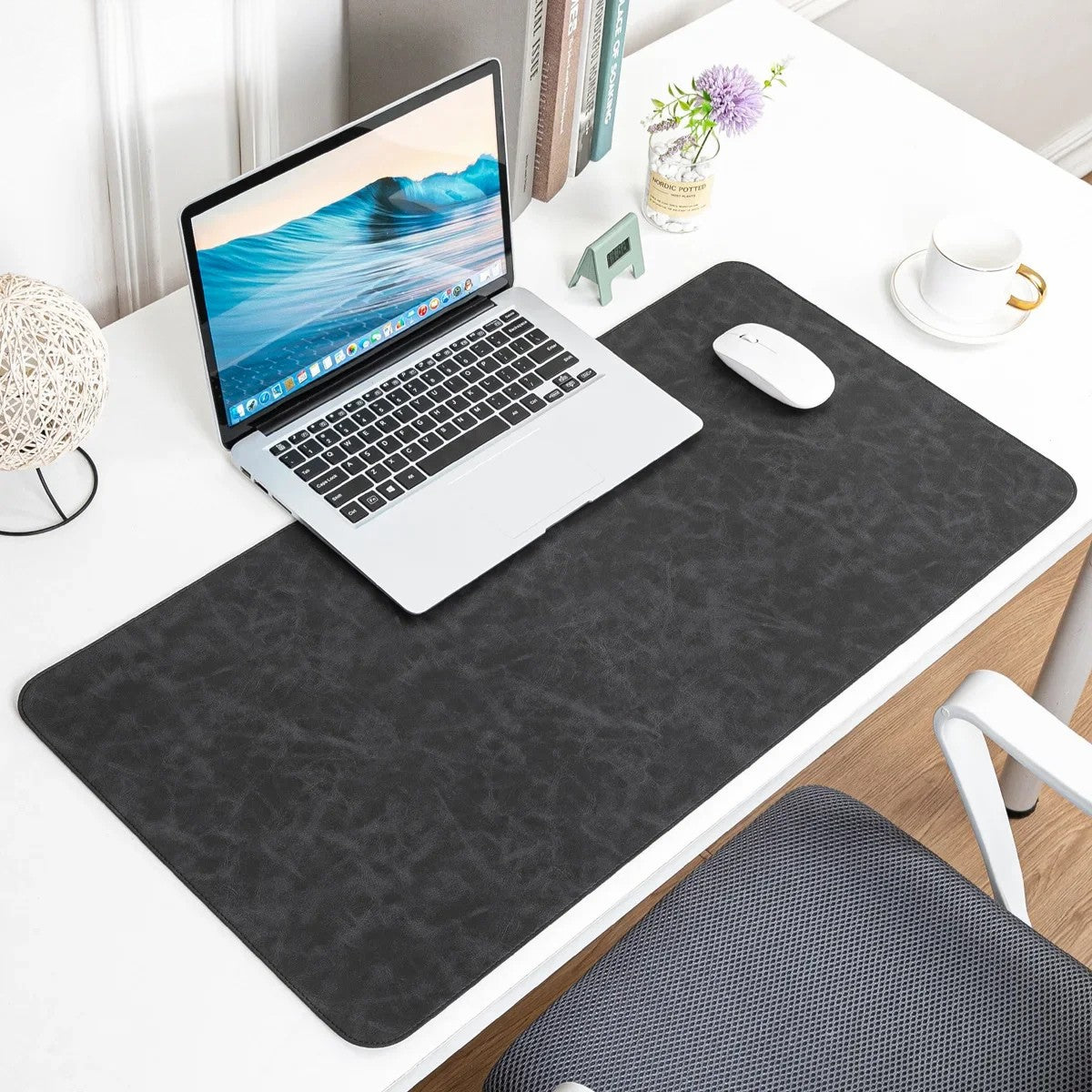 Tapis de souris XXL Effet Cuir Noir