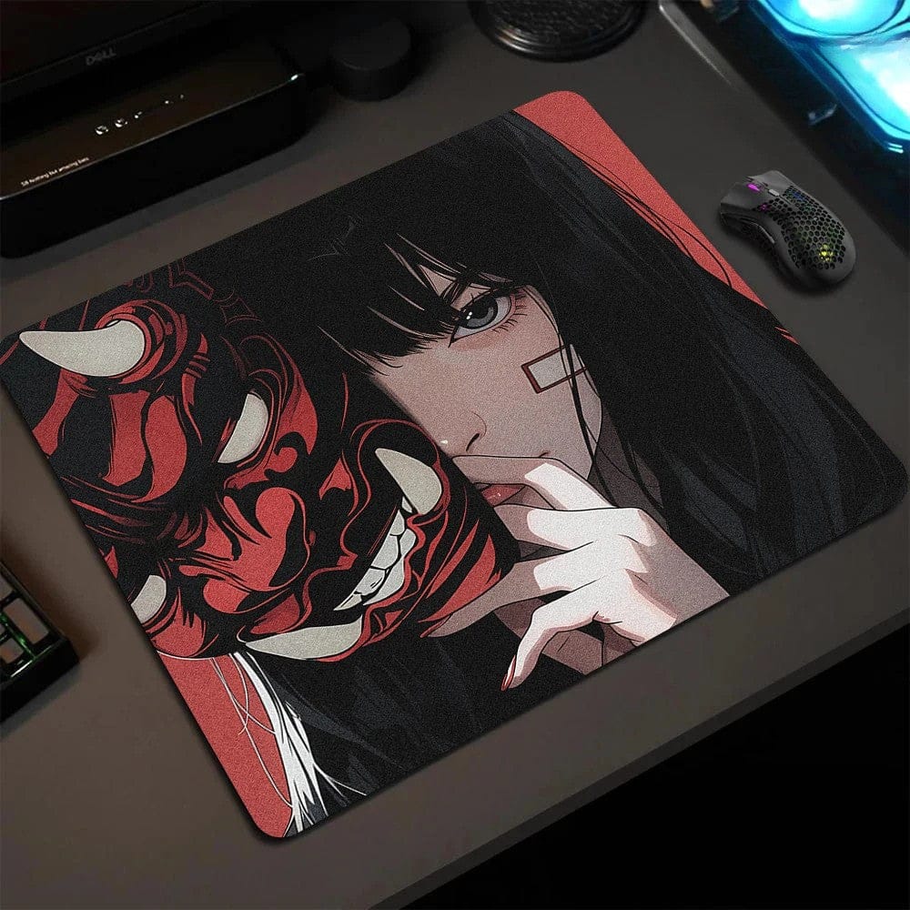 Tapis de souris gamer Femme au Masque Oni Rouge