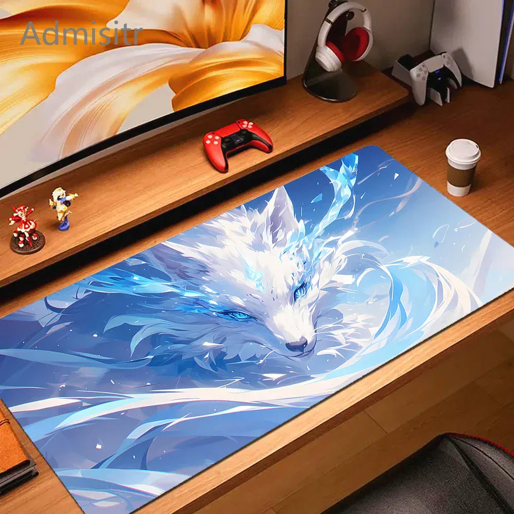 Tapis de souris XXL Gamer Esprit du Renard Bleu Océan | Tapis de souris Store® 600x300x2mm