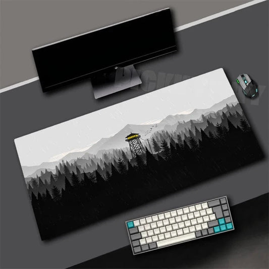Tapis de souris XXL Gamer Forêt Blanche Cabane | Tapis de souris® 300x800x3mm