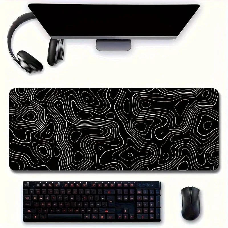 Tapis de souris XXL Gamer Noir Topographique