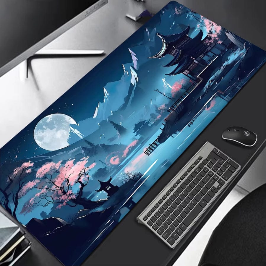 Tapis de souris XXL Gamer Temple Bleu | Tapis de souris®