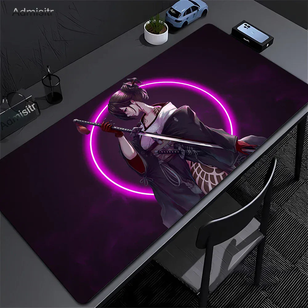 Tapis de souris XXL Samouraï Néon Rose | Tapis de souris Store® 60x30cm
