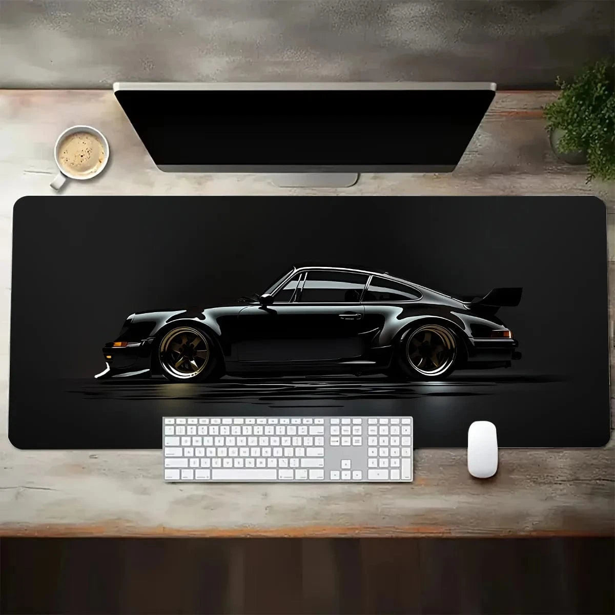 Tapis de souris XXL Style Porsche Noir | Tapis de souris® 300X700X2mm