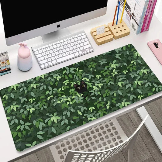 Tapis de souris XXL Vert Chat Noir | Tapis de souris Store® 700x300x2mm