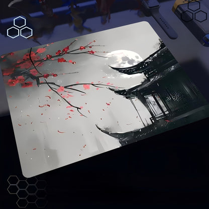 Tapis de souris en Verre Temple Arbre Rouge