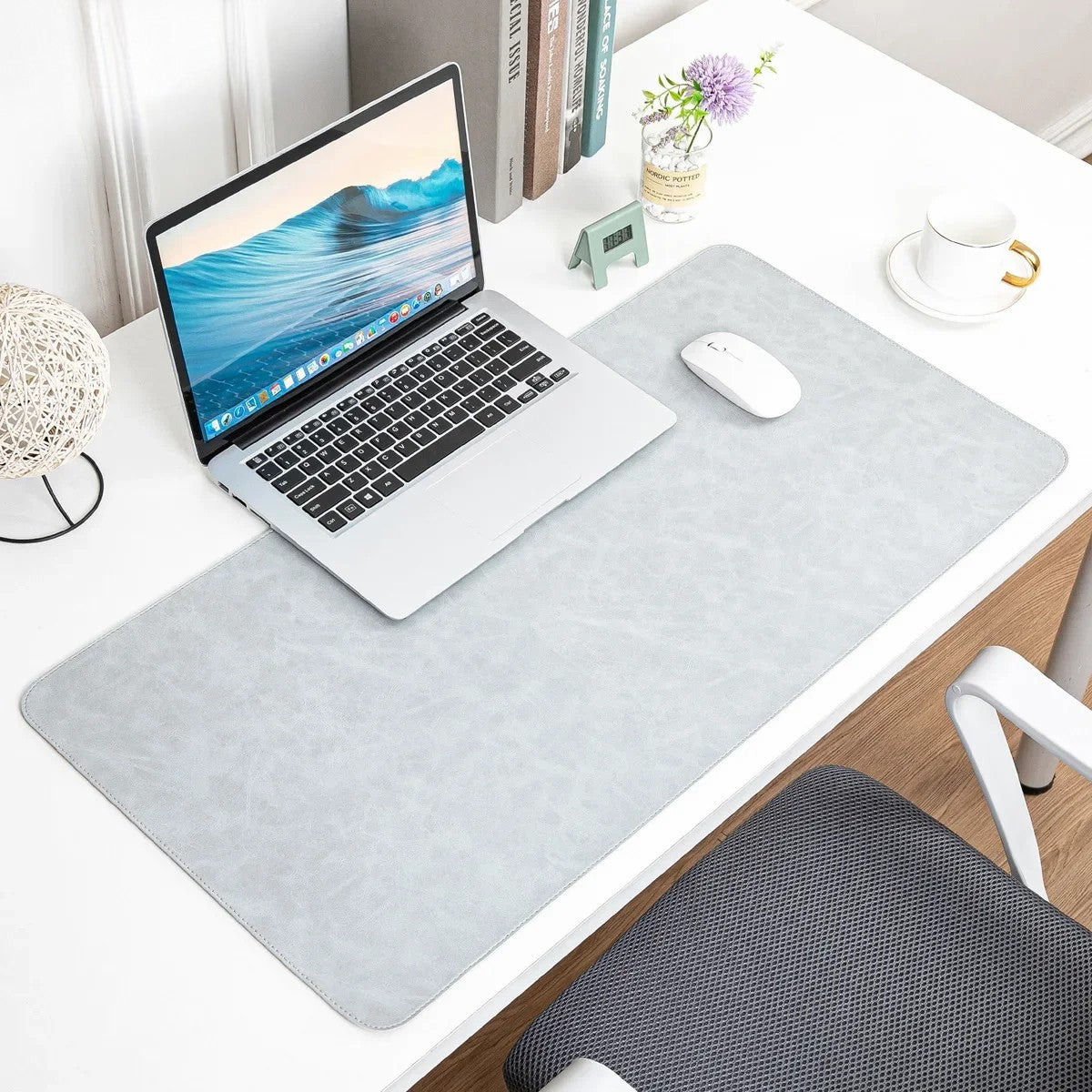 Tapis de souris XXL Effet Cuir Gris