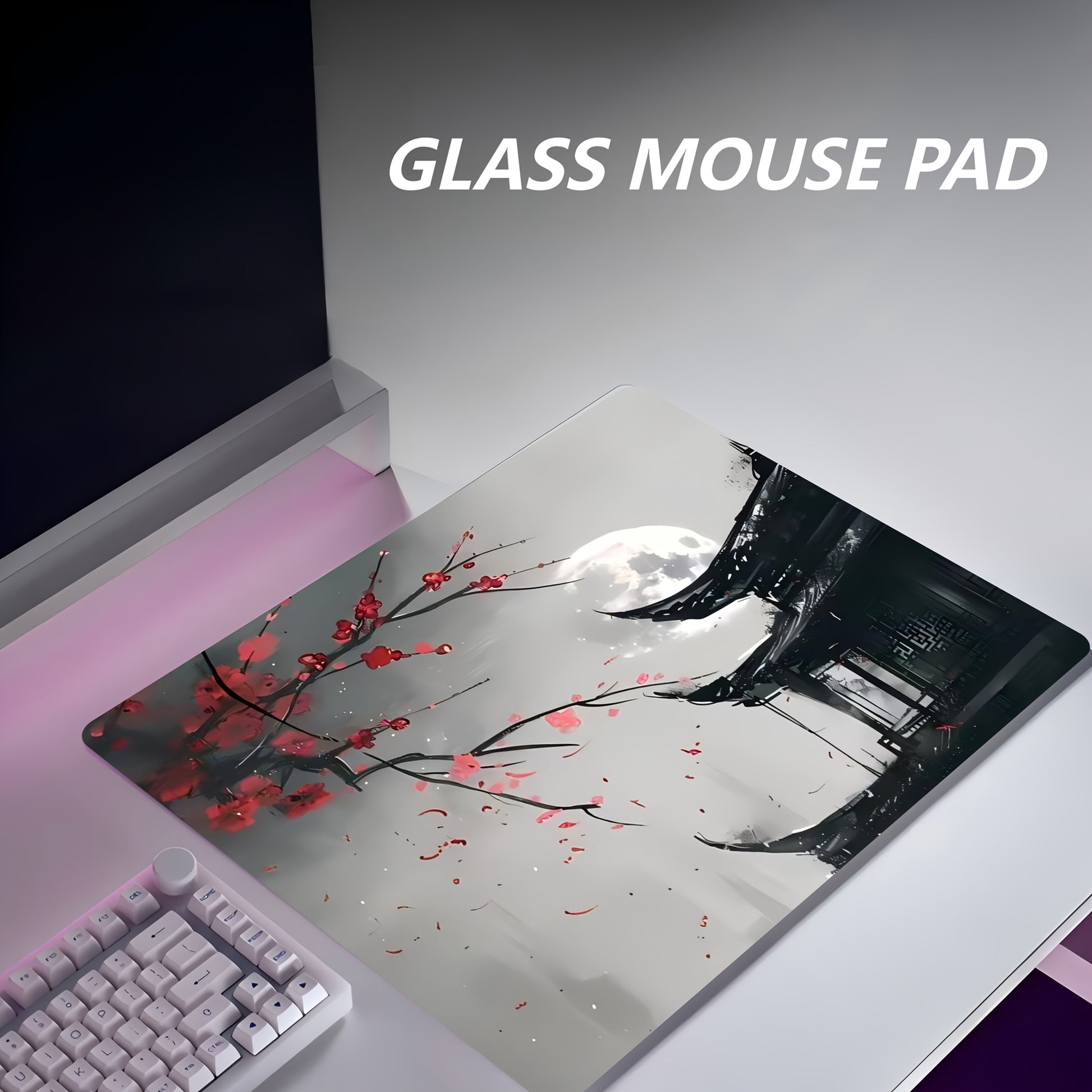Tapis de souris en Verre Temple Arbre Rouge