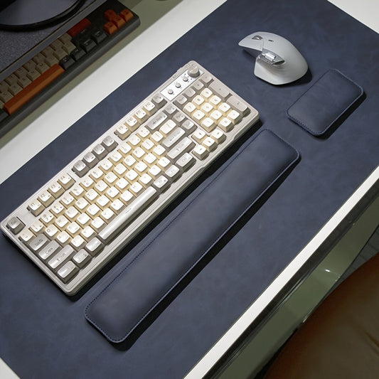Tapis de souris XXL Ergonomique Effet Cuir Bleu Marine