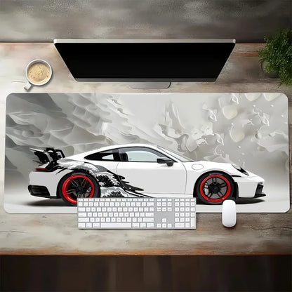 Tapis de souris XXL Style Porsche Blanc & Rouge