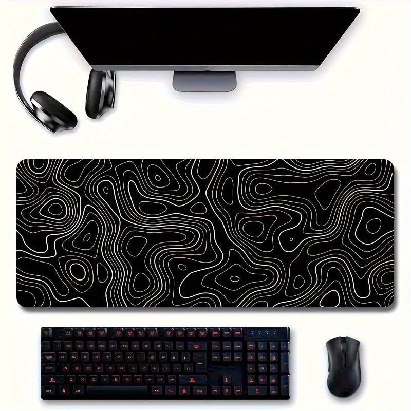 Tapis de souris XXL Gamer Noir Topographique
