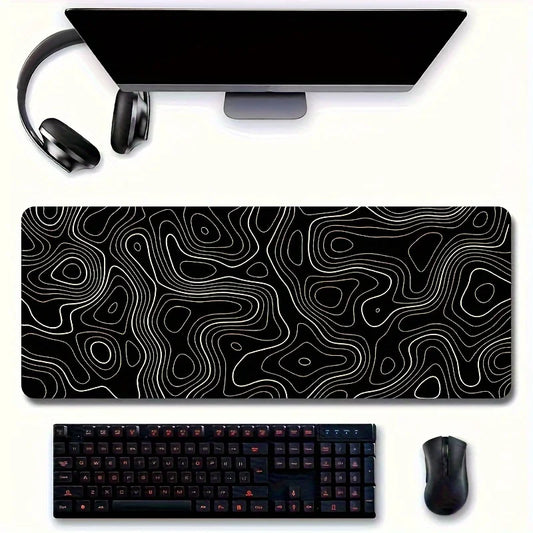 Tapis de souris XXL Gamer Noir Topographique