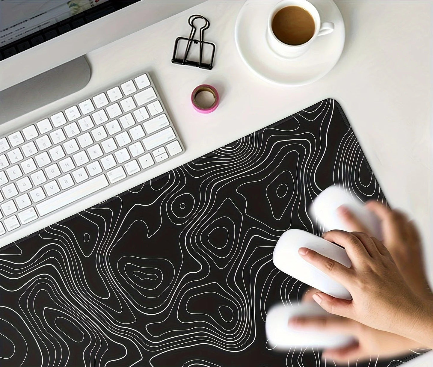 Tapis de souris XXL Gamer Noir Topographique