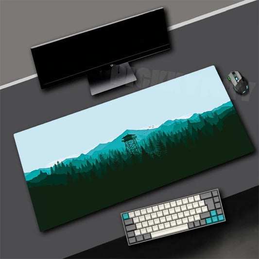 Tapis de souris XXL Gamer Forêt Verte Cabane