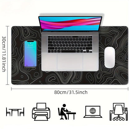 Tapis de souris XXL Gamer Noir Topographique