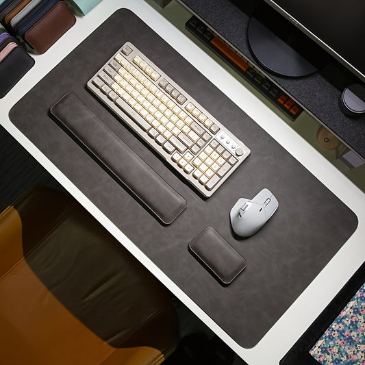 Tapis de souris XXL Ergonomique Effet Cuir Gris Foncé
