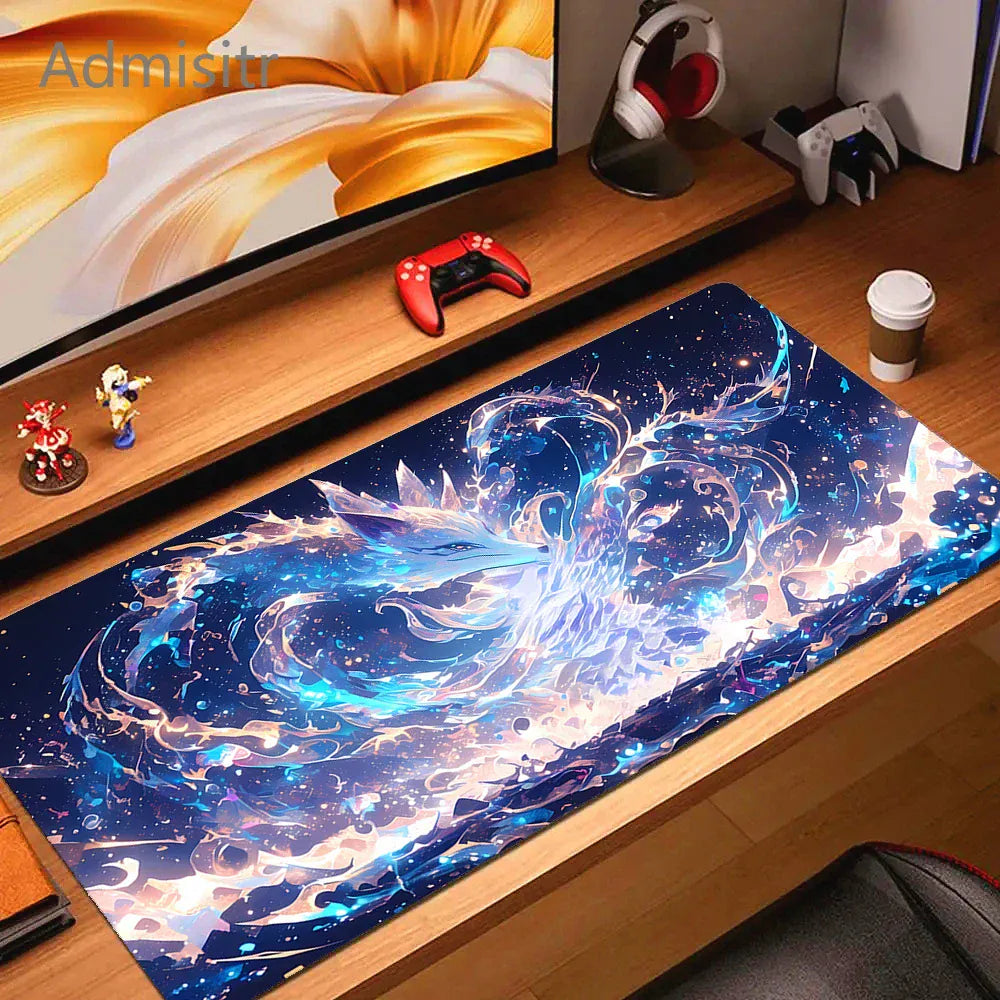 Tapis de souris XXL Gamer Kitsune Stellaire Bleu