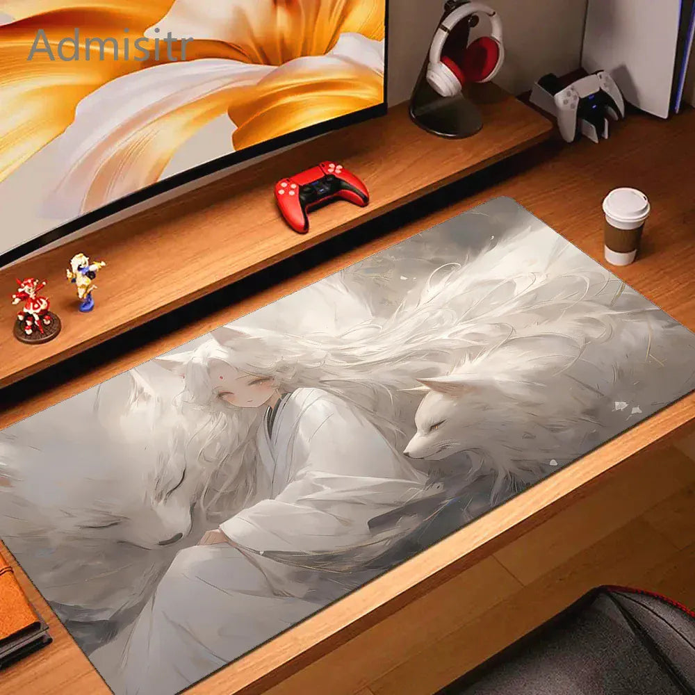 Tapis de souris XXL Gamer Esprit de Lune Blanc