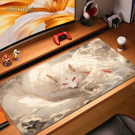 Tapis de souris XXL Gamer Esprit du Renard Blanc & Rouge