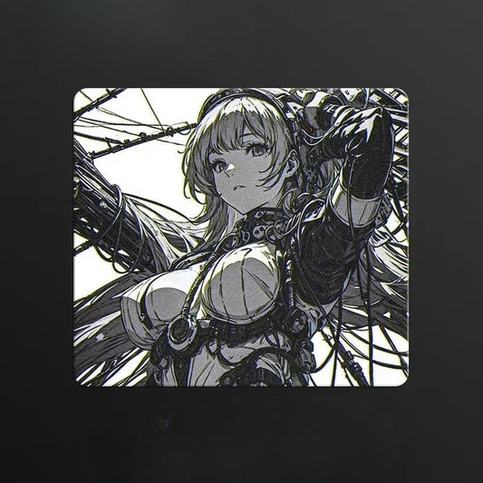 Tapis de souris en verre gamer Guerrière Cyberpunk