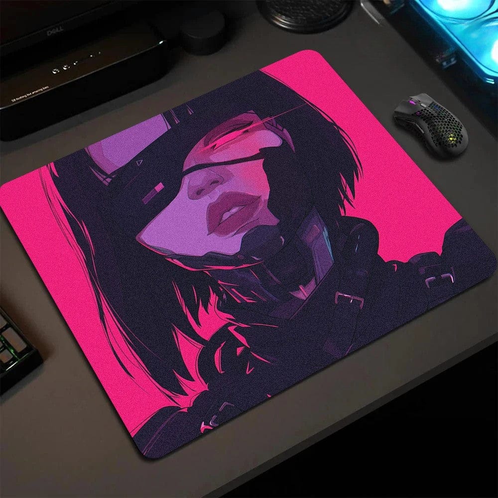 Tapis de souris gamer Femme Futuriste Néon Rose