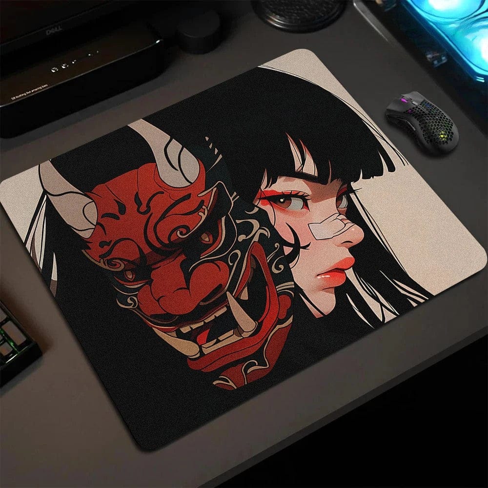 Tapis de souris gamer Masque Oni Rouge