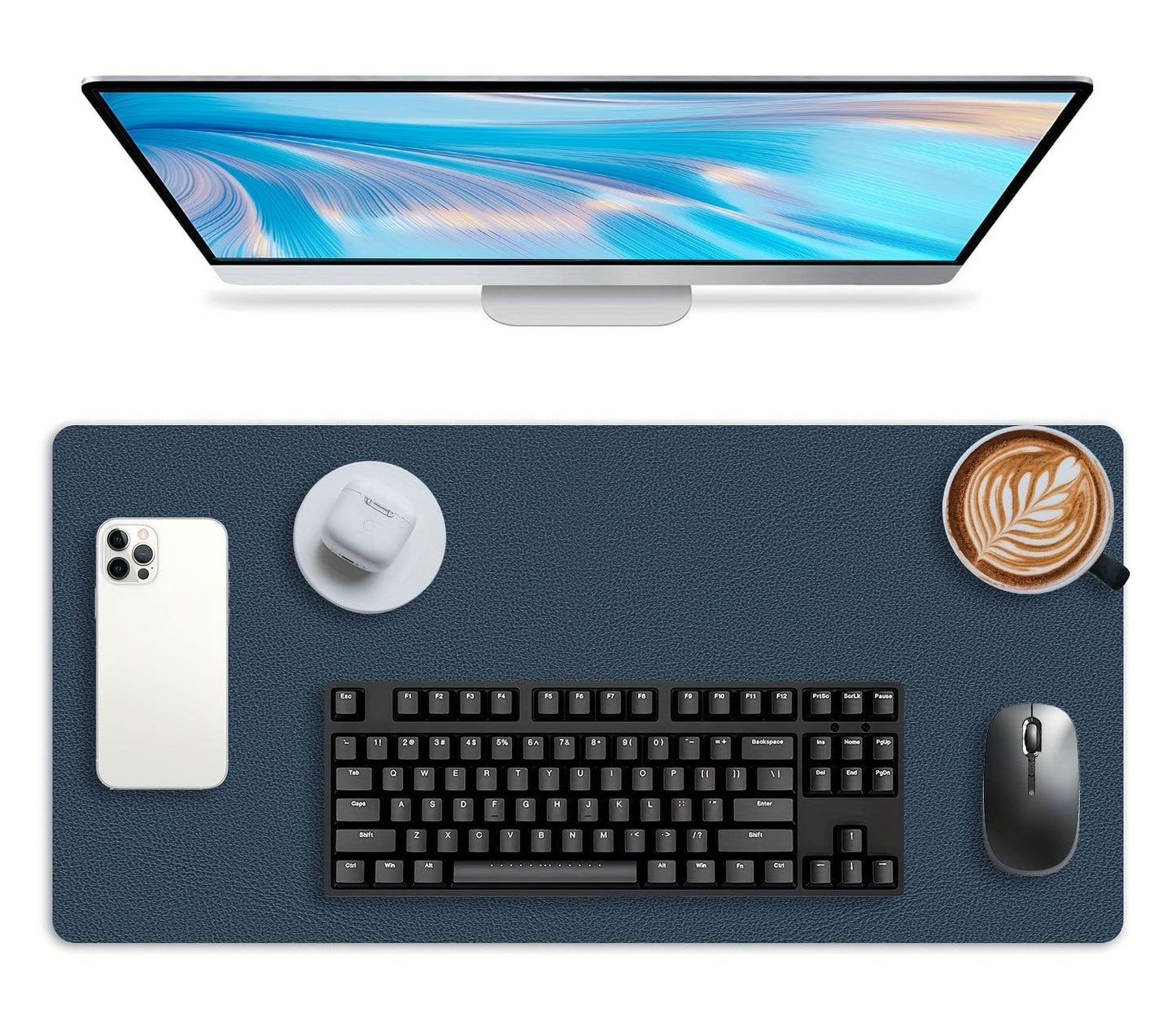 Tapis de souris XXL Effet Cuir Bleu Marine | Tapis de souris Store® 28*20cm