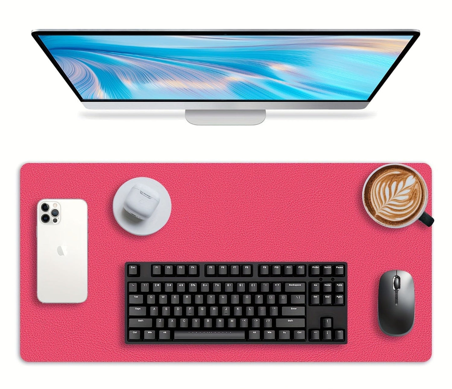 Tapis de souris XXL Effet Cuir Rose | Tapis de souris Store® 63*33cm