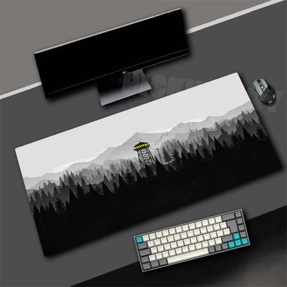 Tapis de souris XXL Gamer Forêt Blanche Cabane | Tapis de souris® 300x800x3mm