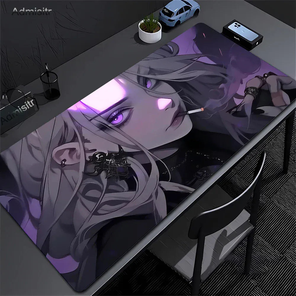 Tapis de souris XXL Gamer Fumeuse Rebelle Néon Violet | Tapis de souris Store® 60x30cm