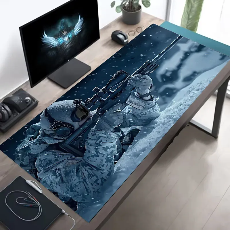 Tapis de souris XXL Gamer Sniper Camouflé Neige Édition Hiver | Tapis de souris Store® 300x600x2MM