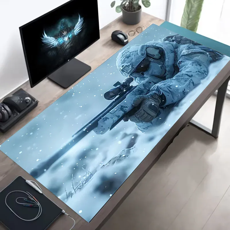 Tapis de souris XXL Gamer Sniper en Neige Camouflé | Tapis de souris Store® 300x600x2MM