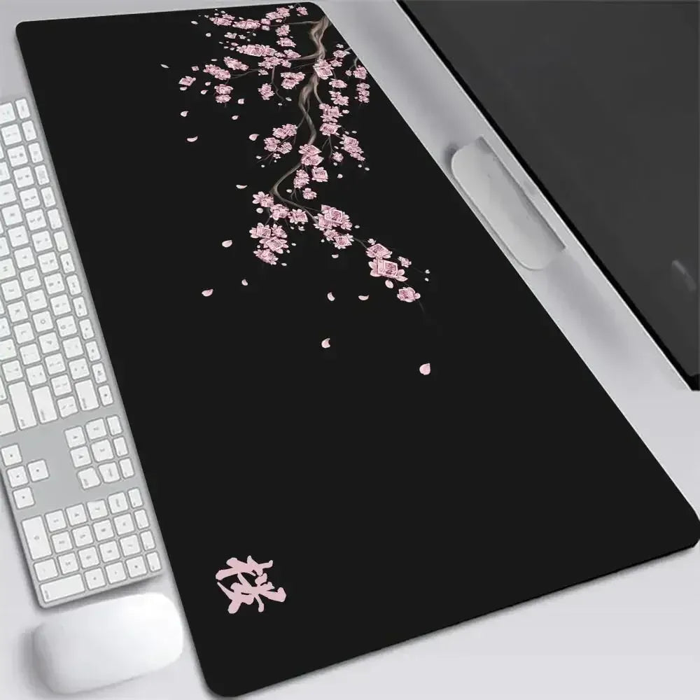Tapis de souris XXL Japan Cherry Noir & Rose | Tapis de souris Store® 300X600X2MM