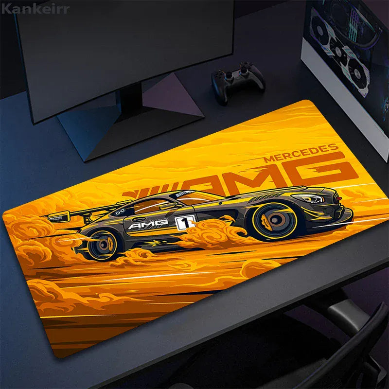 Tapis de souris XXL Sports Car AMG Jaune | Tapis de souris Store® 30x80cm