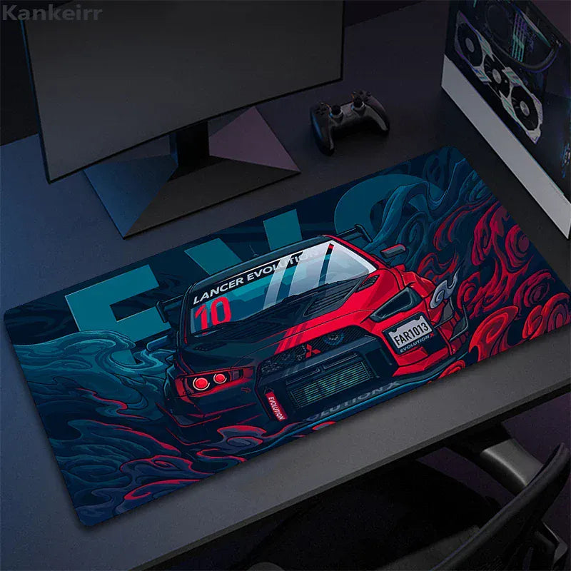 Tapis de souris XXL Sports Car EVO Noir & Rouge | Tapis de souris Store® 300x600x2mm