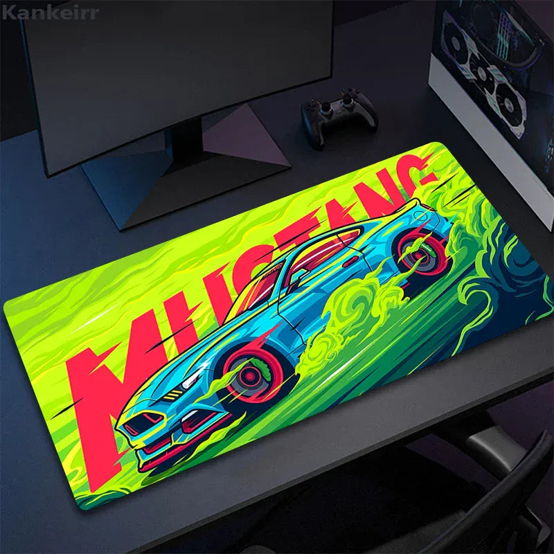 Tapis de souris XXL Sports Car MUSTANG Vert & Rouge | Tapis de souris Store® 300x600x2mm