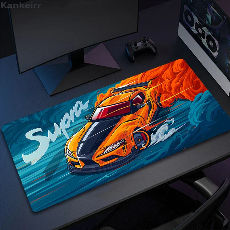 Tapis de souris XXL Sports Car Supra Bleu & Orange | Tapis de souris Store® 300x600x2mm
