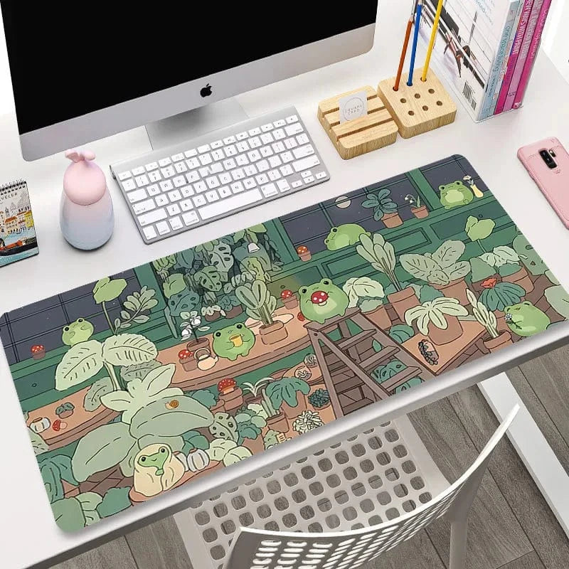 Tapis de souris XXL Vert Petite Grenouille | Tapis de souris Store® 800x400x2mm
